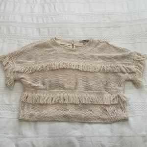 Beige Fringe Crop Top size Medium